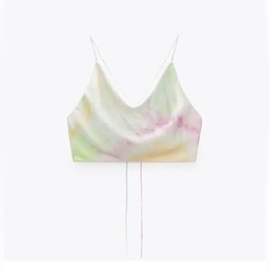 NWT ZARA TIE DYE SATIN CROP TOP